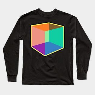 Color Cube Pattern on Yellow Long Sleeve T-Shirt